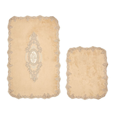 Ensemble de tapis de bain de luxe (2 pièces), 19,7 po x 23,6 po et 23,6 po x 39,4 po | 100% polyester, 1500 g / m², velours de 0,6 po | Dessous antidérapant, antibactérien, facile à nettoyer, lavable à la machine