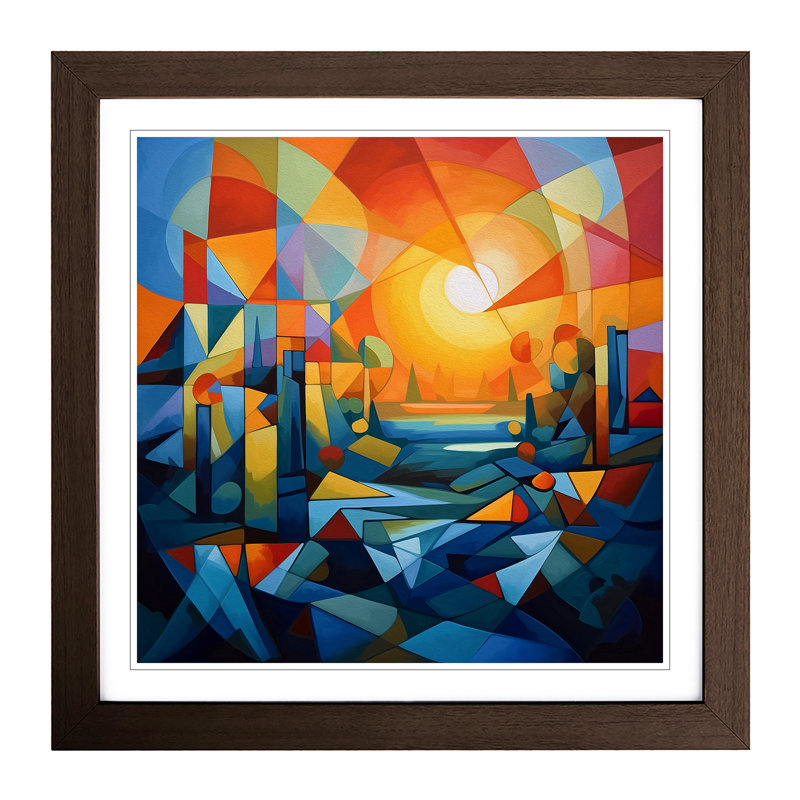 Sunrise Cubism No.4 - Framed Print, Walnut