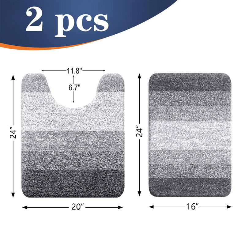 Ensemble de 2 tapis de bain Micorfiber, tapis de bain doux et absorbant, gris, Grey