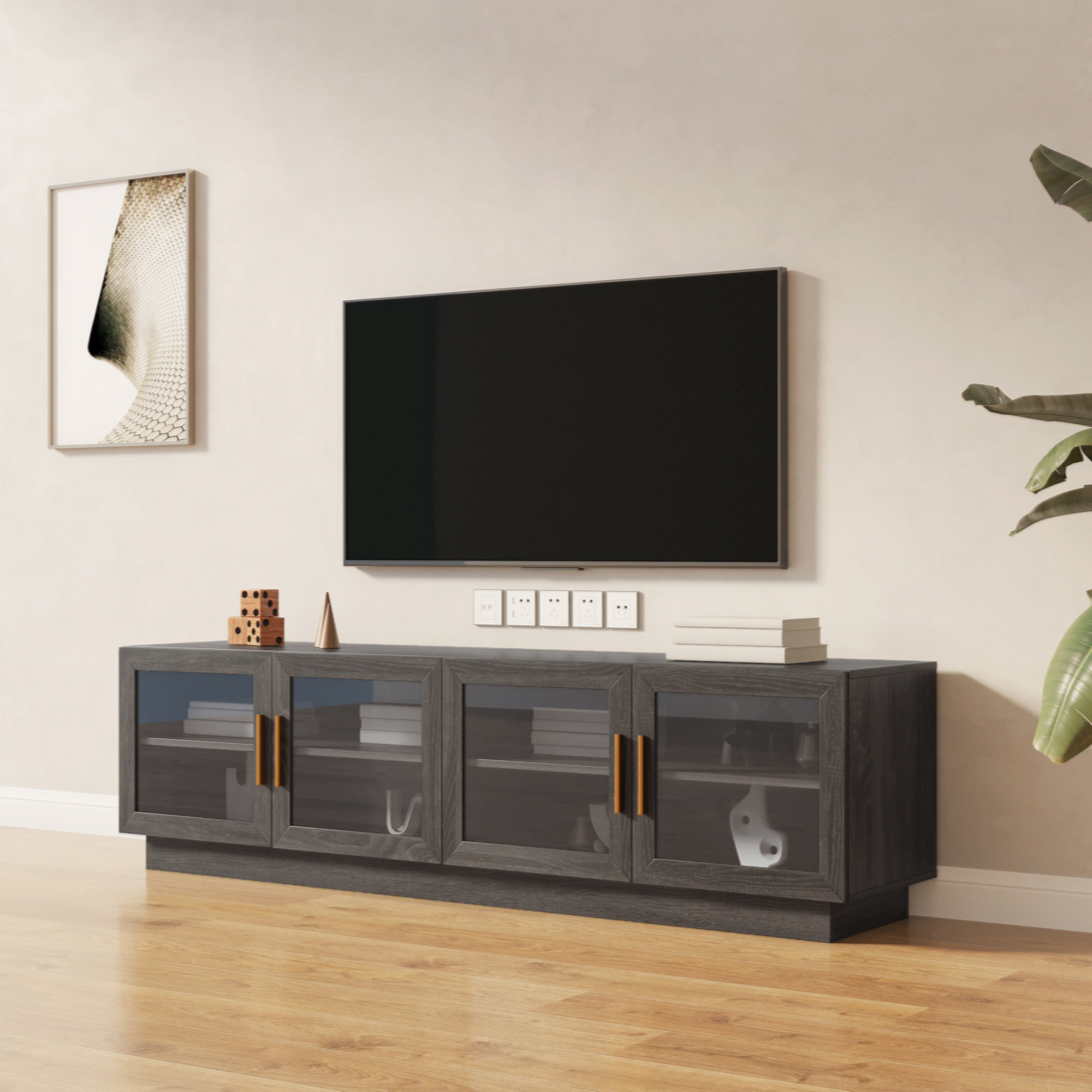 Ebern Designs Gerado 70.87'' W One-Piece Storage Credenza TV Stand with ...