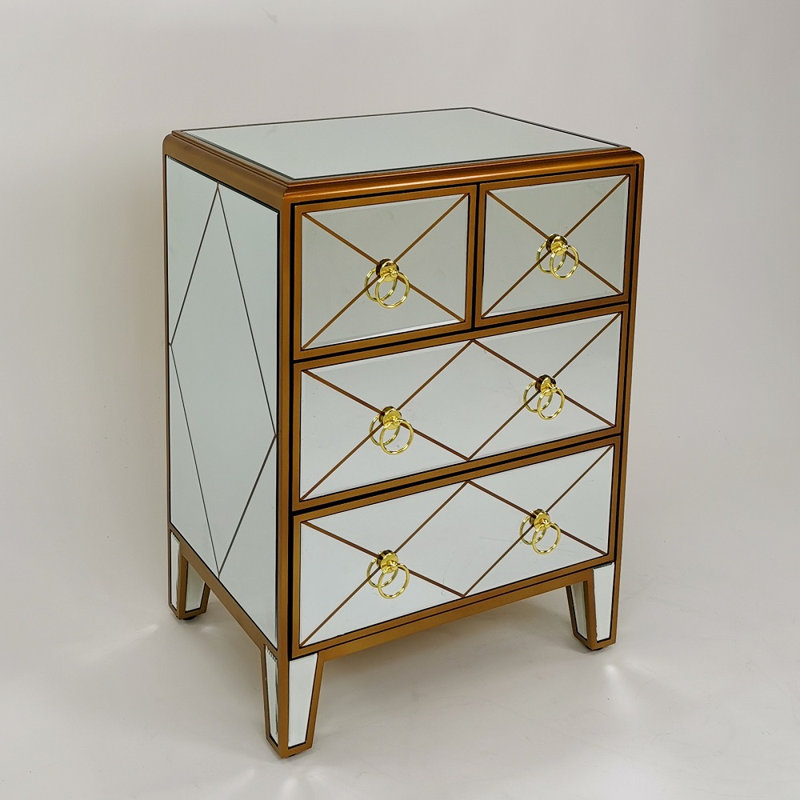 Commode décorative 4 tiroirs Rikiah, Or
