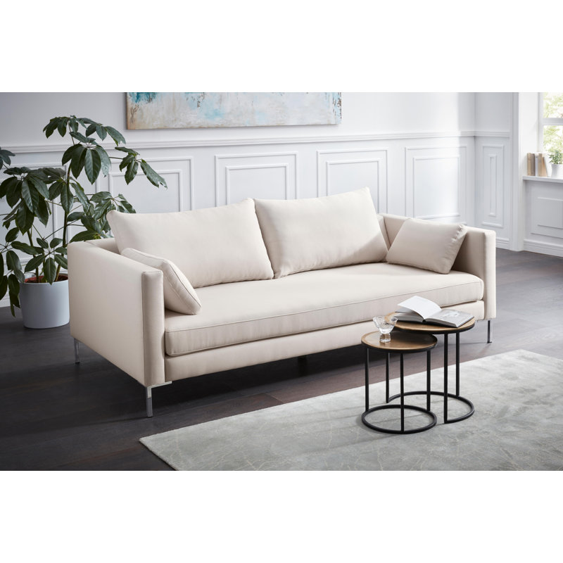 Marius 194Cm Square Arm Sofa, Beige , Flatweave