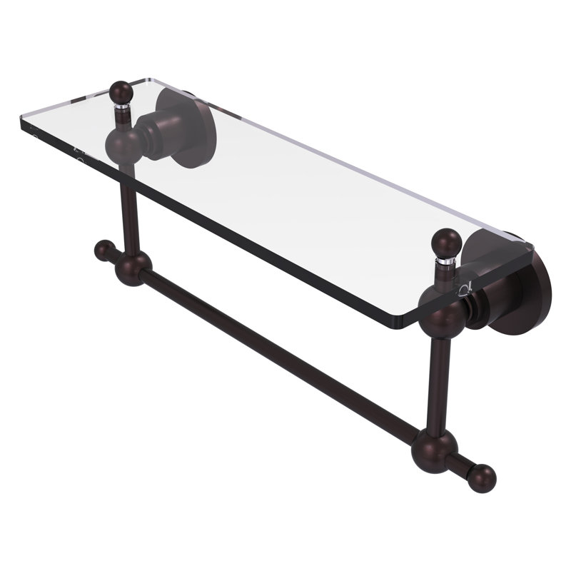 Lera Bracket Shelf with Towel Bar, 16" W x 4" H, Antique Bronze