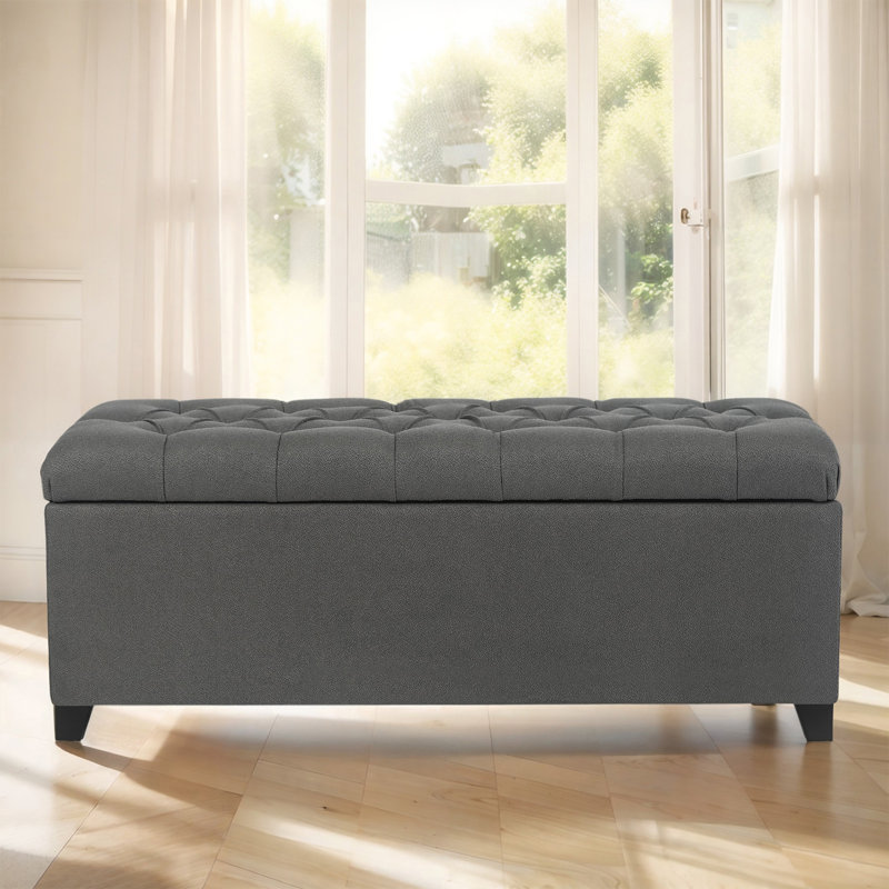 Banc de rangement avec repose-pieds 40 pouces, Gris