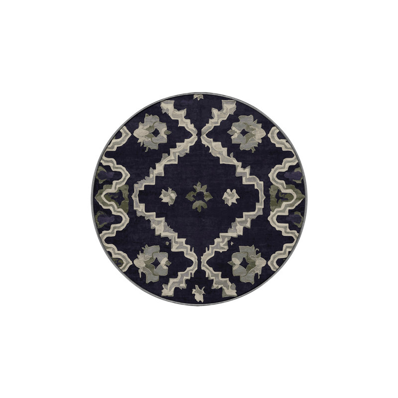 Tapis mauve soyeux et moelleux, Rond 3 pi
