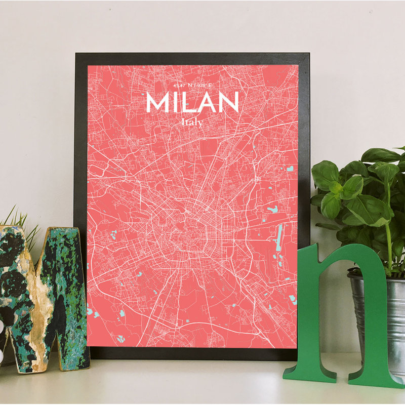 Milan City Map - No Frame Print, 43.2cm H x 27.9cm W x 0.13cm D