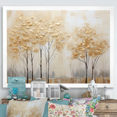 Minimalism Golden Trees Tranquility I - Trees Wall Art