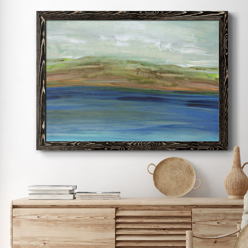 Bord de l'eau - reproduction d'art sur toile, Toile avec cadre noir, H 31 po x l 44 po x P 1 po