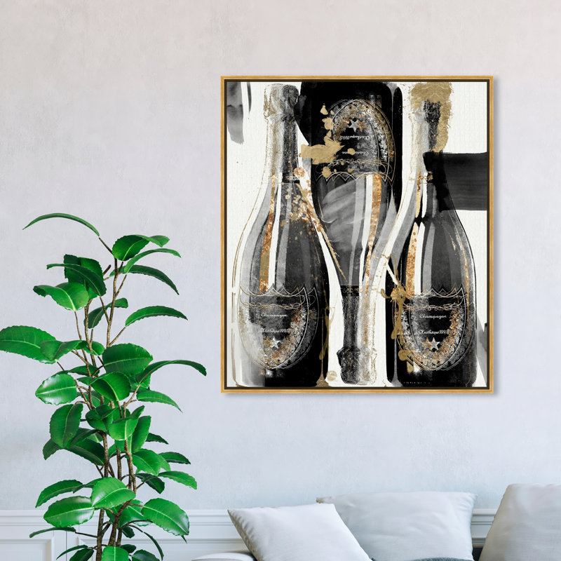 «Gold Showers», peinture sur toile, H 46 po x l 37 po, Cadre doré