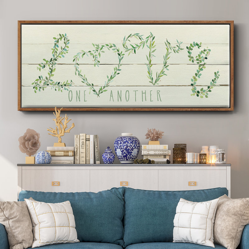 Shiplap Vines Love - toile encadrée, H 8 po x l 20 po