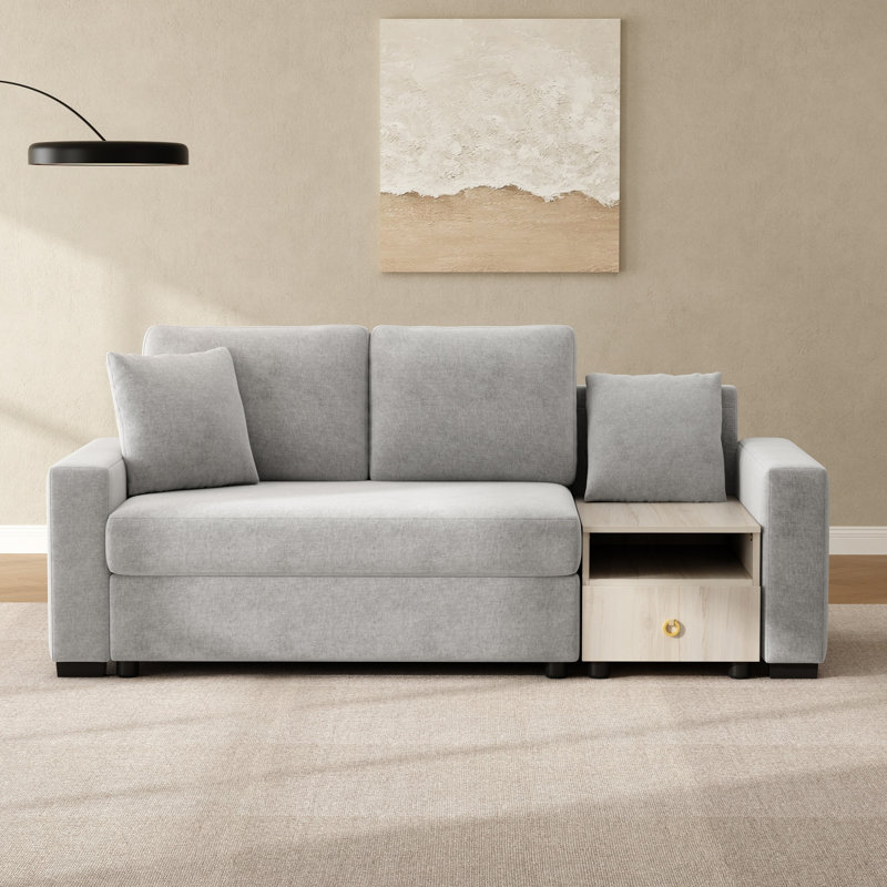 Canapé modulaire rembourré avec accoudoirs de rangement et console centrale pour salon Modern, Grey Chenille