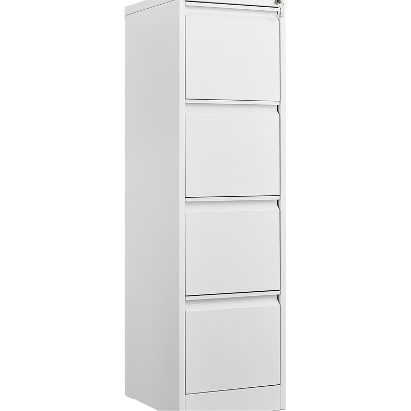 Metal Vertical File Cabinet With Lock - 4 Drawer Office Storage For A4 Size & Stylish White Color Space Saving Solution For Legal/Letter