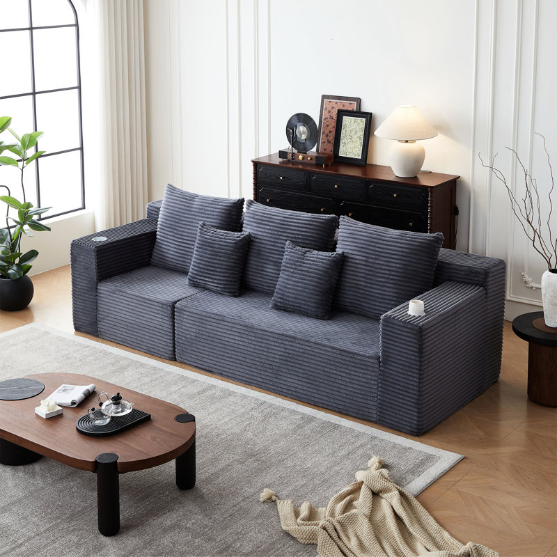 Canapé 3 places Cloud, Gris, H 30 po x l 109 po x P 40,5 po, 3