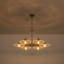 32,28 po Lustre 6 lumières Mid-Century moderne en or brossé avec abat-jour en verre plissé transparent et décorations en perles de cristal pour le salon, la salle à manger, le vestibule