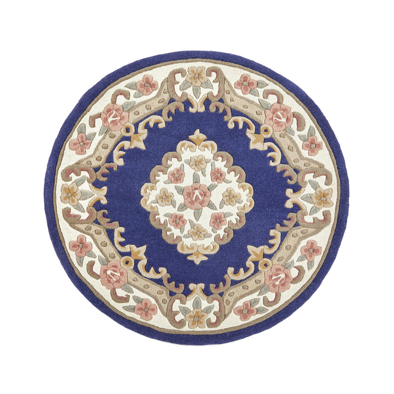 Nagy Floral Hand Tufted Area Rug, Roud 120cm