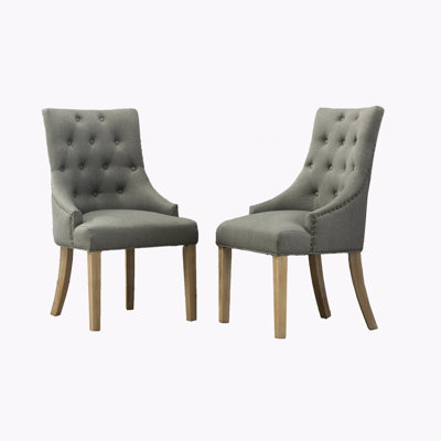 Button Tufted Solid Wood Wingback Hostess Chairs