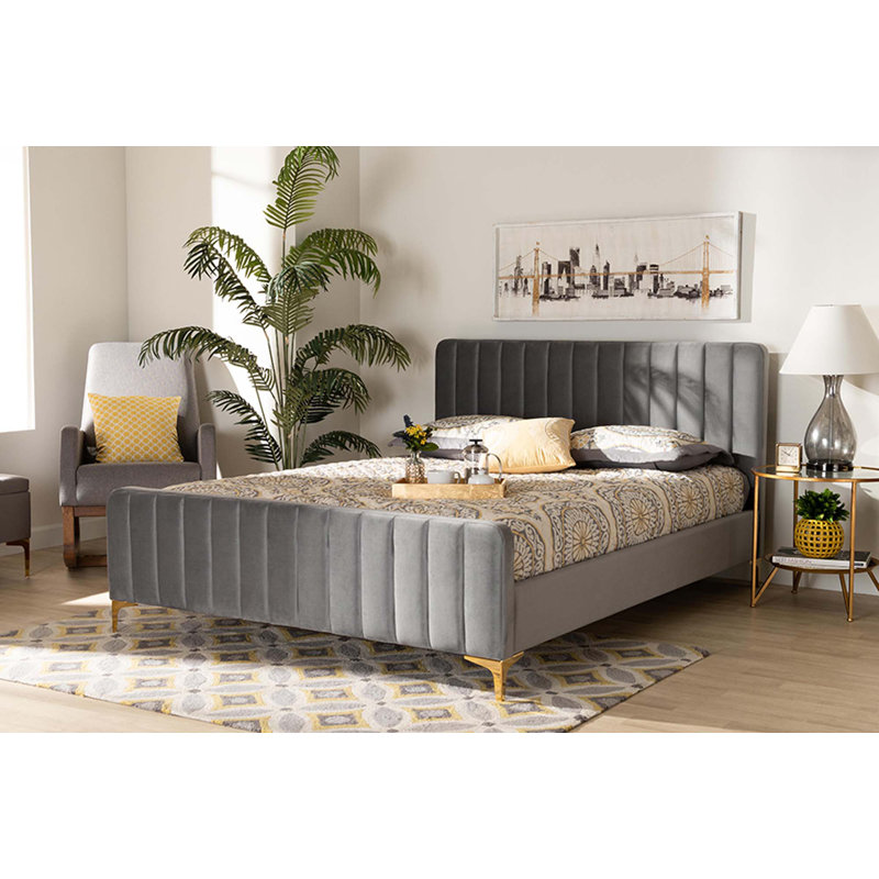 Krecic Upholstered Platform Bed, King, Gray