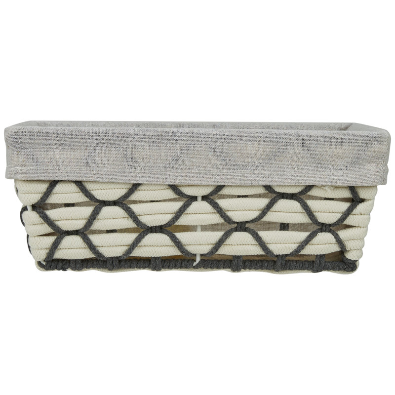  Small Shelf Woven Tote In White, 4.3" H x 6.6" W x 11.8" D