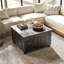 Table basse avec plateau relevable à charnière, espace caché