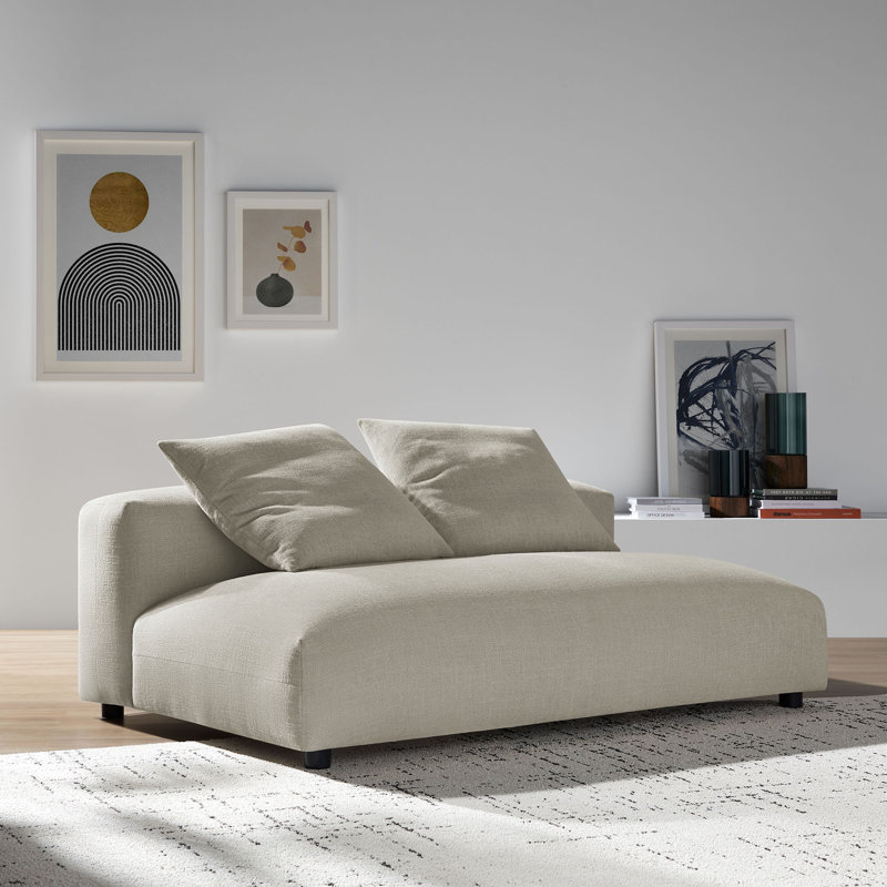Causeuse modulaire rembourrée Solace, Tissu beige