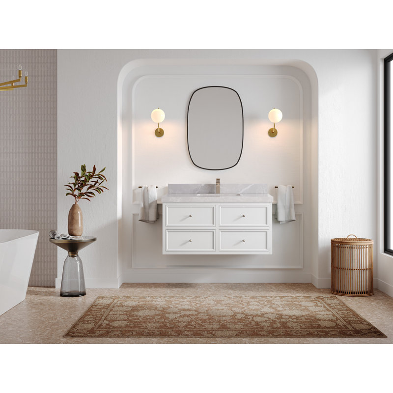 Ensemble de meuble-lavabo simple 42 po avec plateau en quartz Tramesha