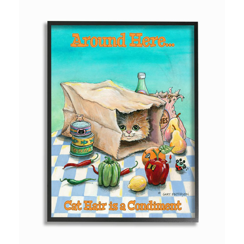 «Cat Hair is a Condiment Funny Pet» par Gary Patterson - impression, Estampe numérique Farmhouse, H 14 po x l 11 po