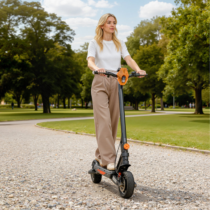 Electric Scooter, 500W Motor, 10-Inch Tires, 24 MPH Top Speed, 25 Miles Range, Folding E-Scooter for Adults with Dual Braking, Dual Suspension & App, Max Load 330 lbs, Foldable for Commuting
