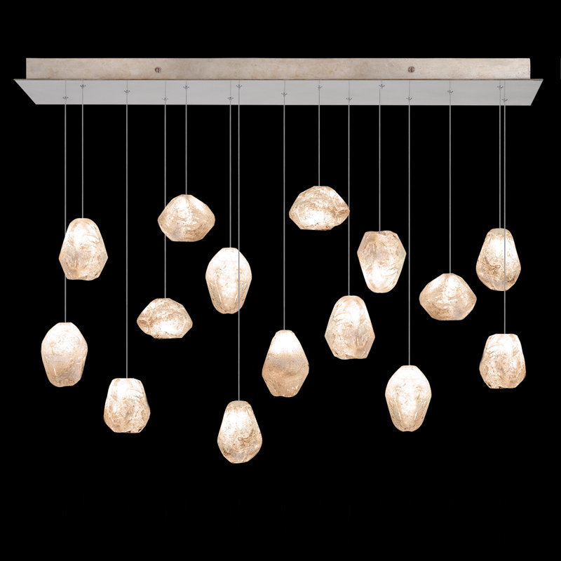 Natural Inspirations 15 - Light Cluster Pendant, Gold, Natural Quartz