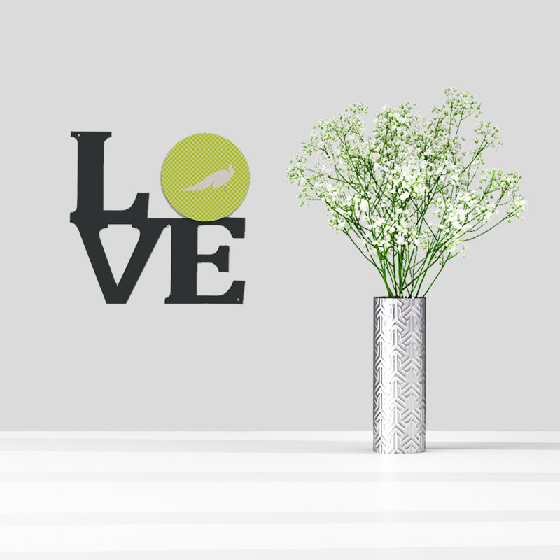 Décoration murale paon en métal avec amour peacock, Vert