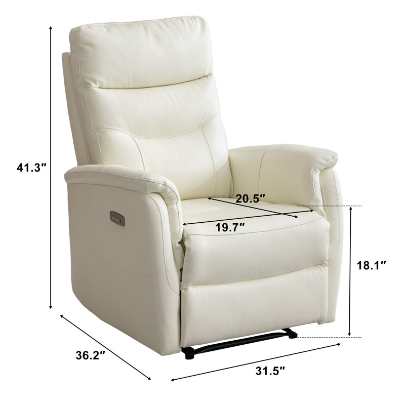 Salazar 31.5'' W Modern Genuine Leather High Back Power Home Theater Recliner With USB Port (Set of 4)