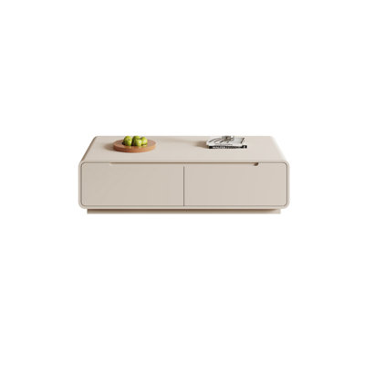 Table basse moderne en bois avec tiroirs fermés