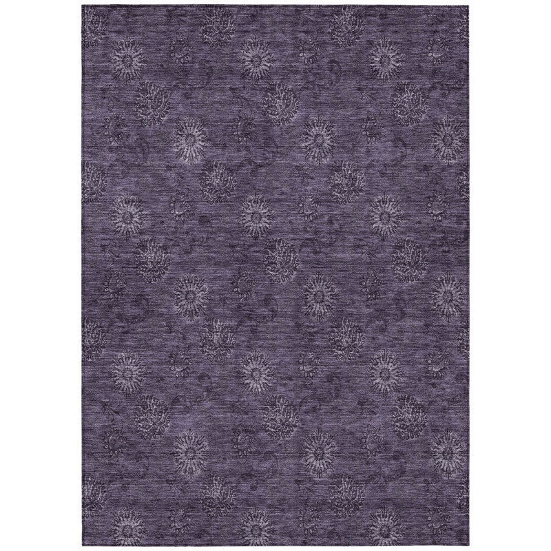 Tapis intérieur lavable floral aubergine 8 pi x 10 pi aubergine