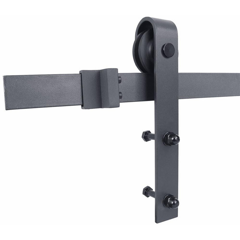 84'' Weather Oak Knotty Pine Barn Door with Matte Black Hardware