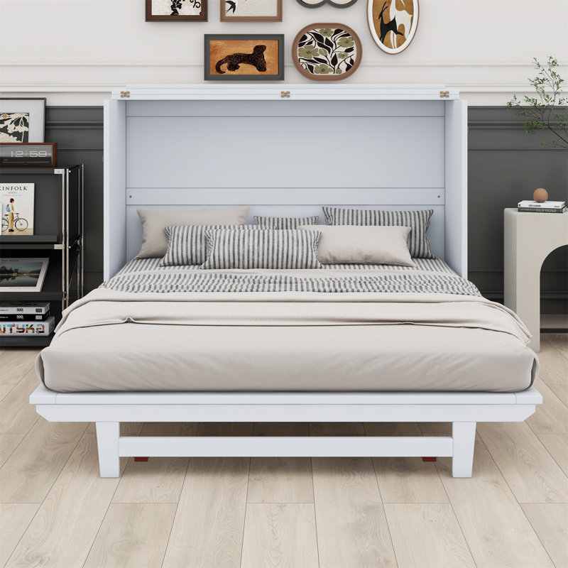 Murphy Bed With Iron Legs, Modern Design, White