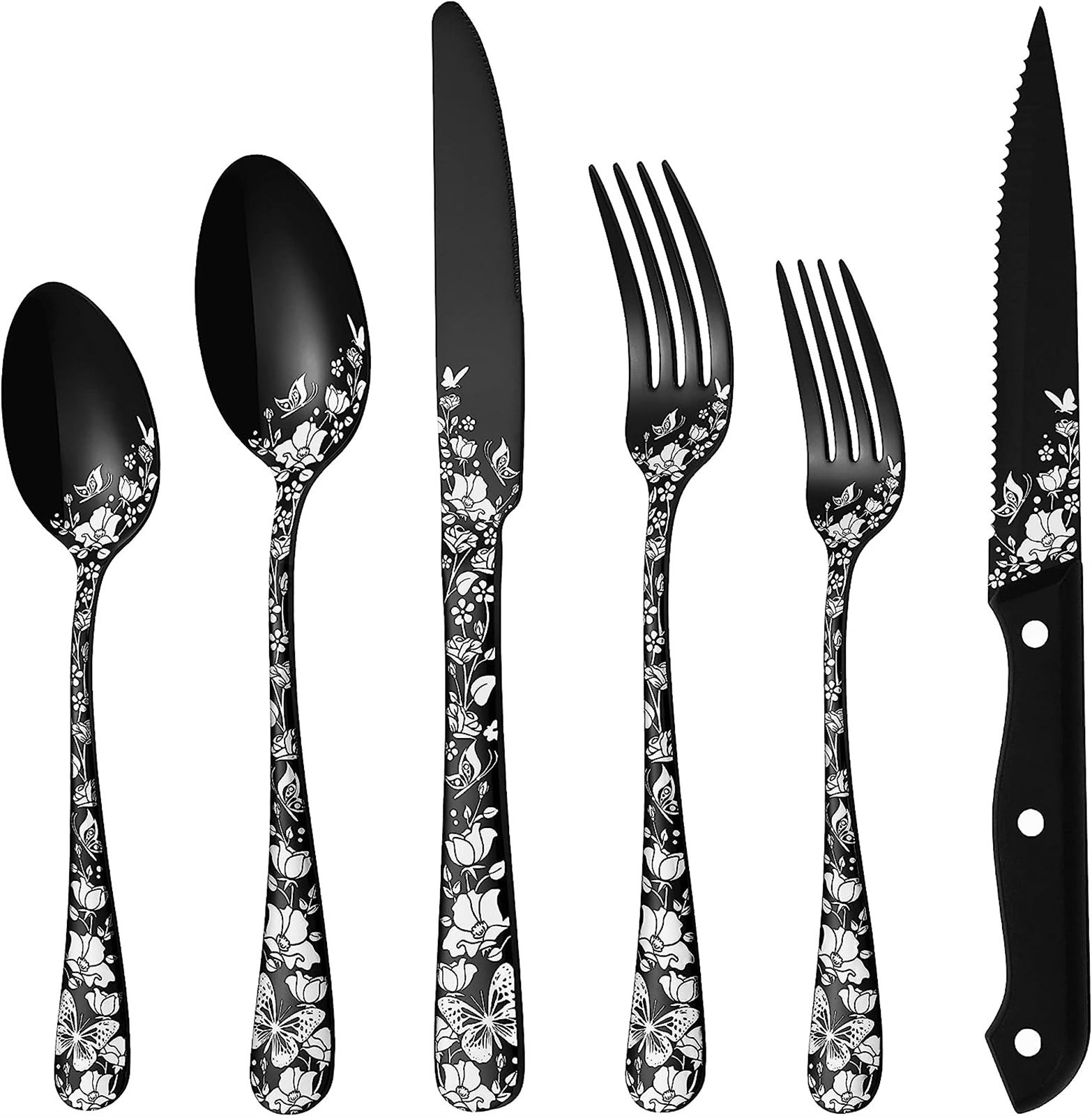 24 Pcs Silverware Set with Steak Knives Service for 4,Stainless