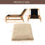 Fauteuil relax sans accoudoirs de 110 cm (43,4 po) avec structure en bois d'hévéa, canapé une place en velours côtelé pour salon ou chambre, disponible en kaki et vert.