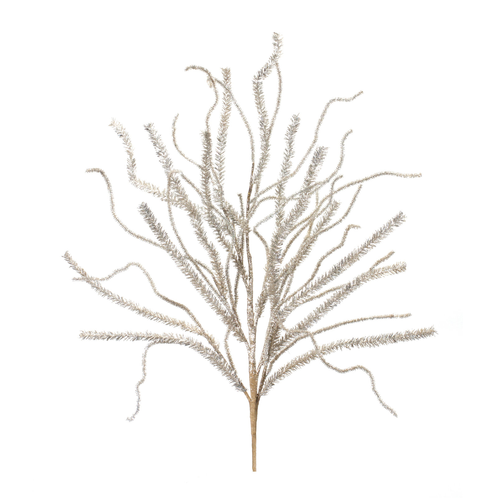 Glittered Pine Tinsel Branch (Set of 2), Silver