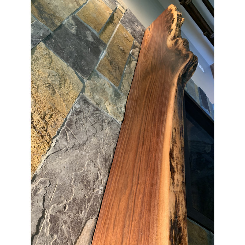 Walnut Solid Wood Floating Shelf with Live Edge, 2" H x 42" W x 12" D