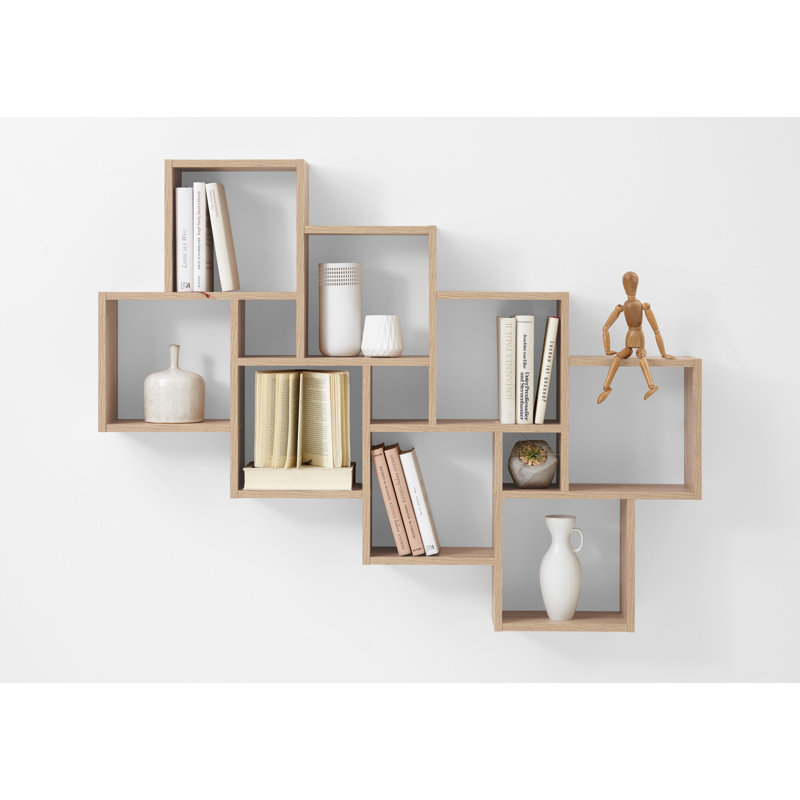 11 Piece Asymmetrical Cube Shelf, Beige
