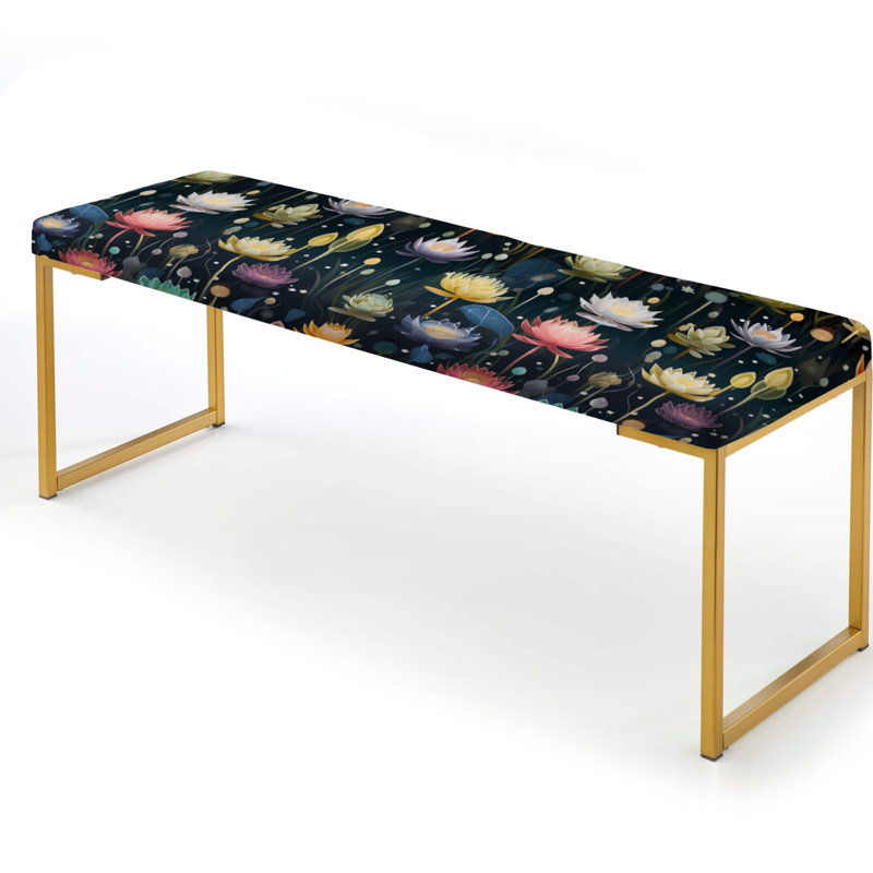 Colorful Colorful Mindful Lotus Presence - Banc rembourré floral doré