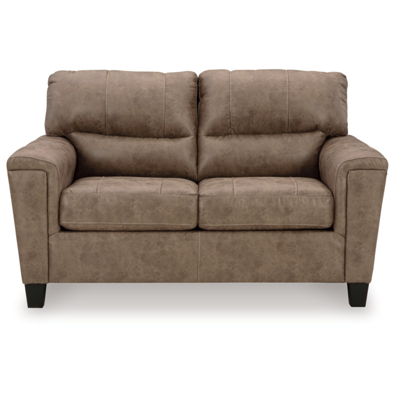 Gwenette 61'' Faux Leather Loveseat, Walnut Leather