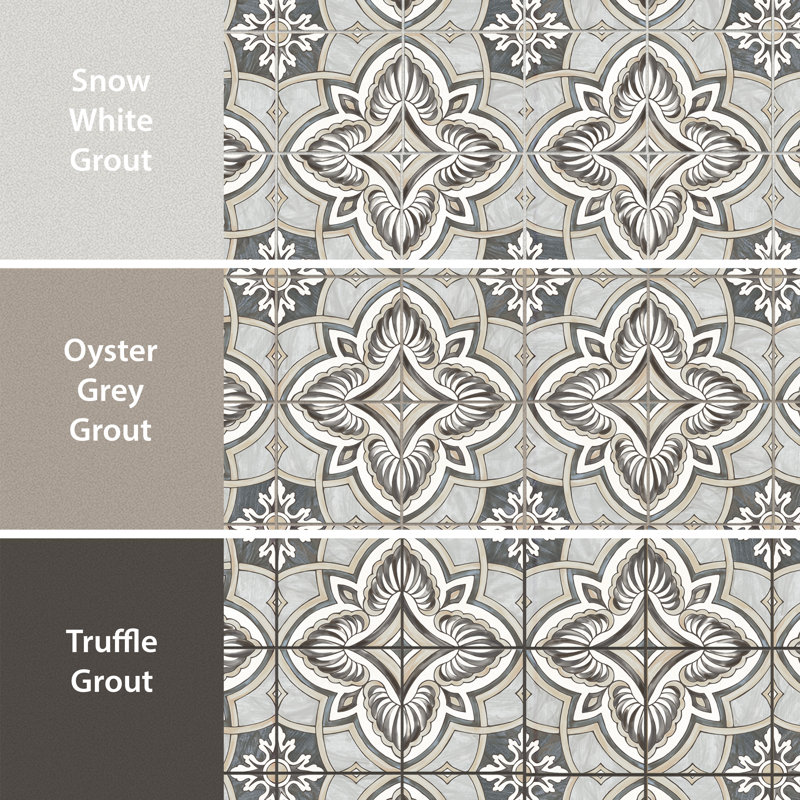 Harmonia 13" x 13" Ceramic Patterned Wall & Floor Tile, Gray