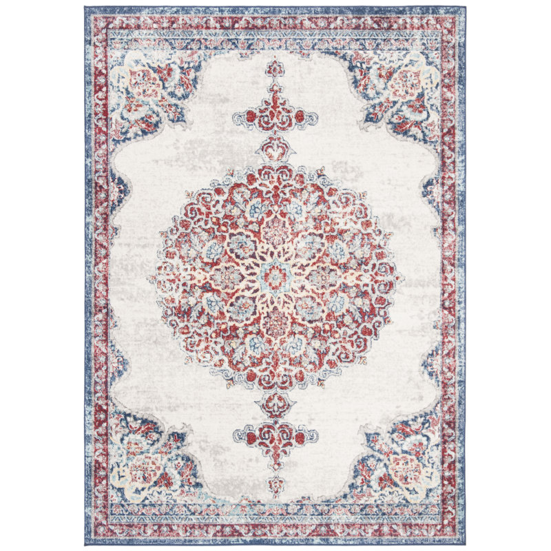 Barcus Oriental Red/Ivory Area Rug, Runner 2' x 6'
