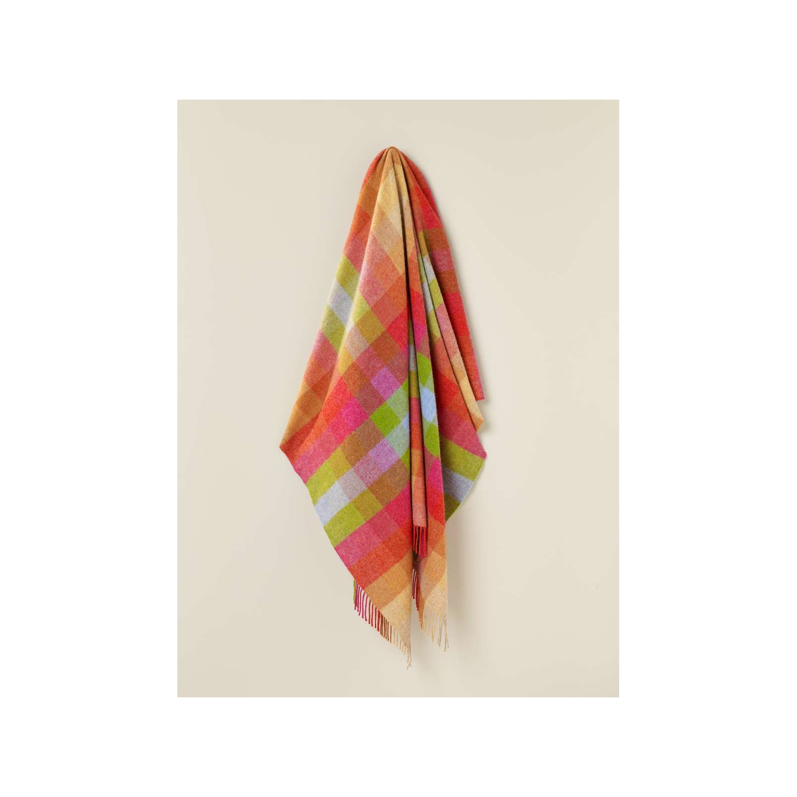 Shetland Wool Throw/Blankets Hand Woven Blanket, Blue/Green/Beige/Orange/Purple Geometric