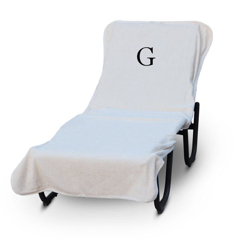 Housse pour chaise longue monogrammée - ensemble de 1 - lettre-bloc, G, Blanc / noir