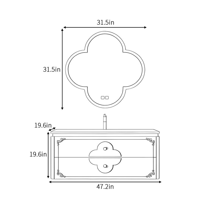Armoire de salle de bain luxueuse de couleur crème