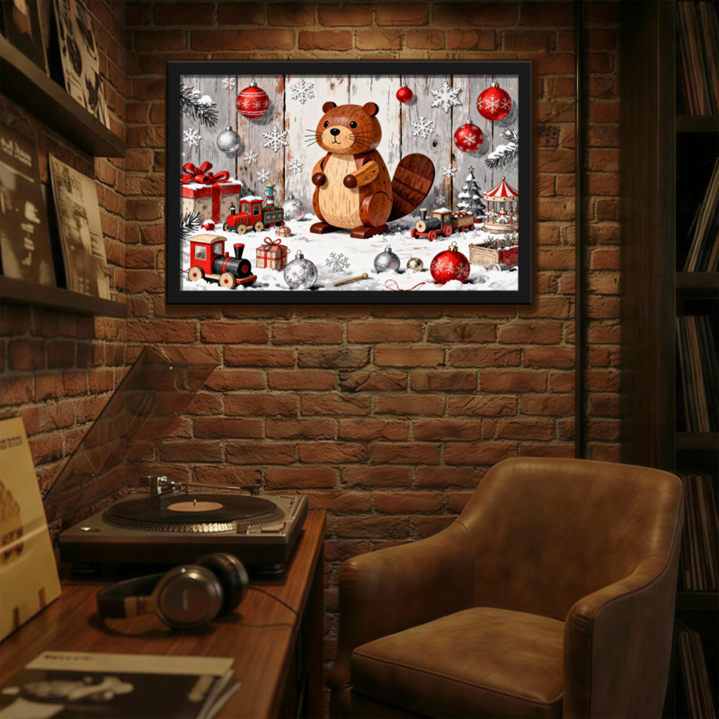 Scène de Noël de Noël écureuil en bois