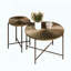 Ensemble 2 pièces de tables basses et de bout imperméables avec motif rustique et pieds en métal robustes-58724102