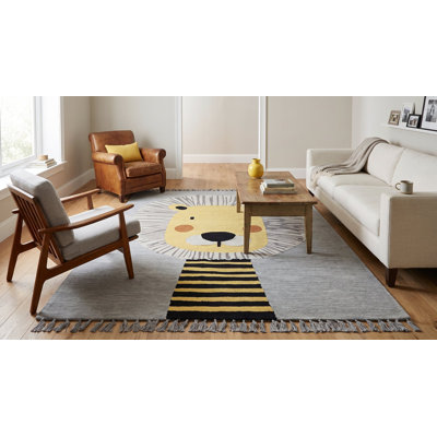 Tapis gris animal transitionnel touffeté pour enfants, tapis amusant et élégant pour ajouter confort et charme ludique aux chambres d'enfants, aux salles de jeux ou à la décoration de chambre de bébé