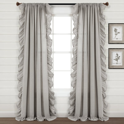 Panneau de rideau simple semi-transparent à volants en lin Lush Decor